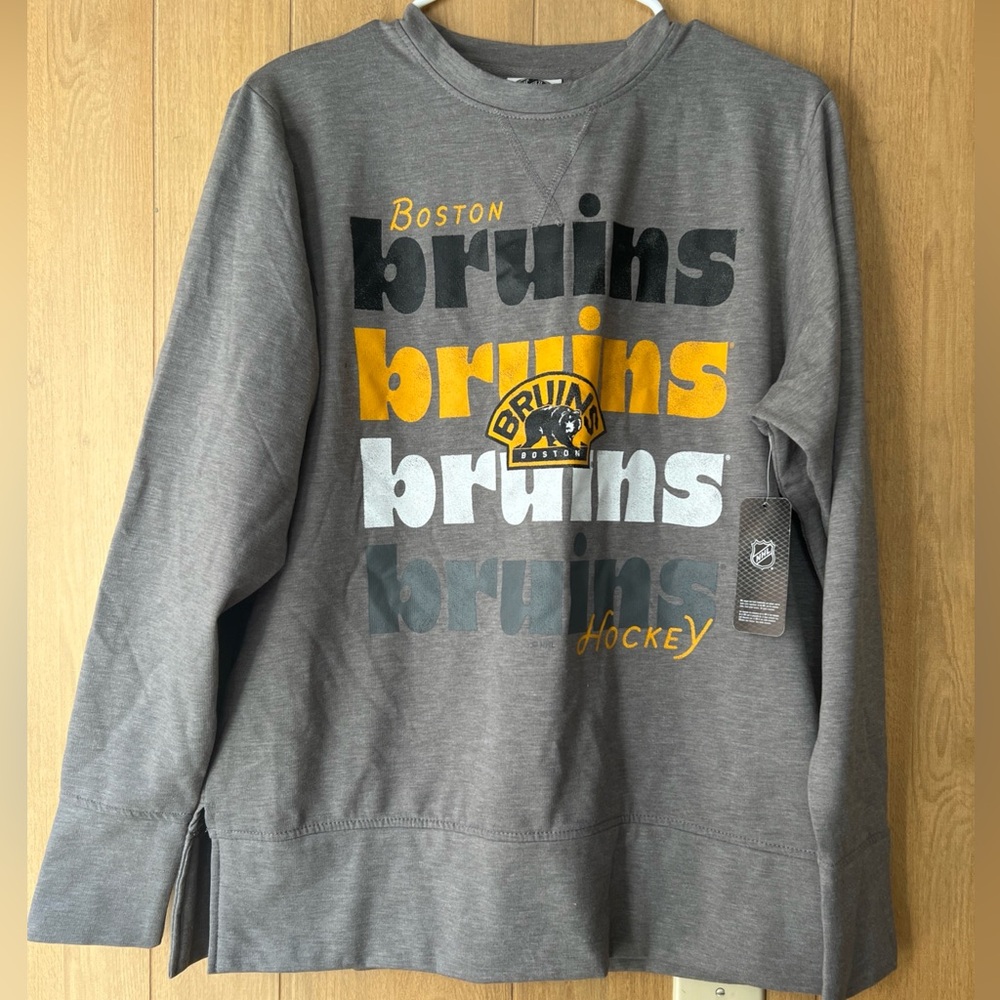 NHL Gray and Gold Bruins Sweatshirt